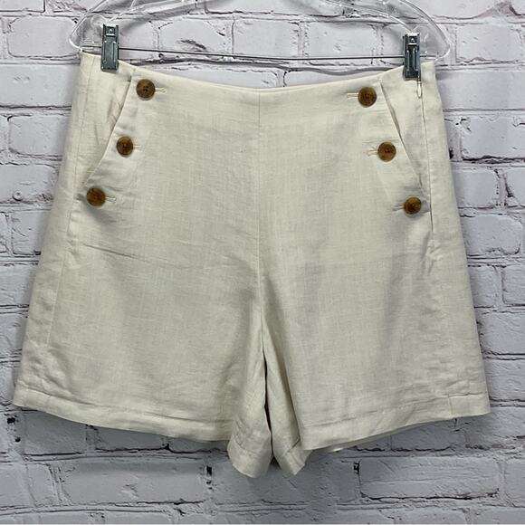 J.Crew Factory Linen Blend Sailor Shorts Women's Size 6 Cream Lagenlook Beachy - Picture 1 of 8